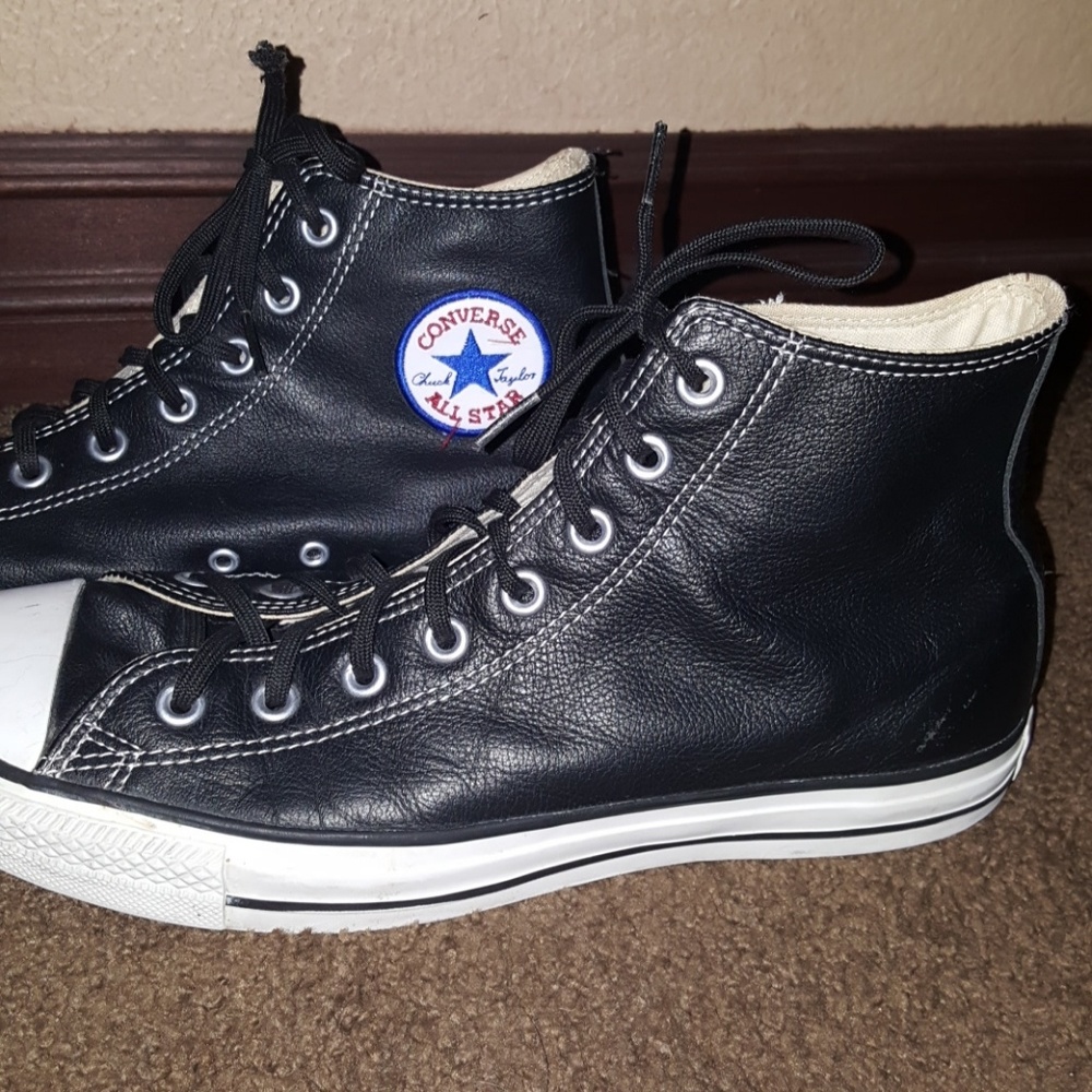 🖤Black Leather All Star Hi-Tops🖤 - Picture 2 of 5
